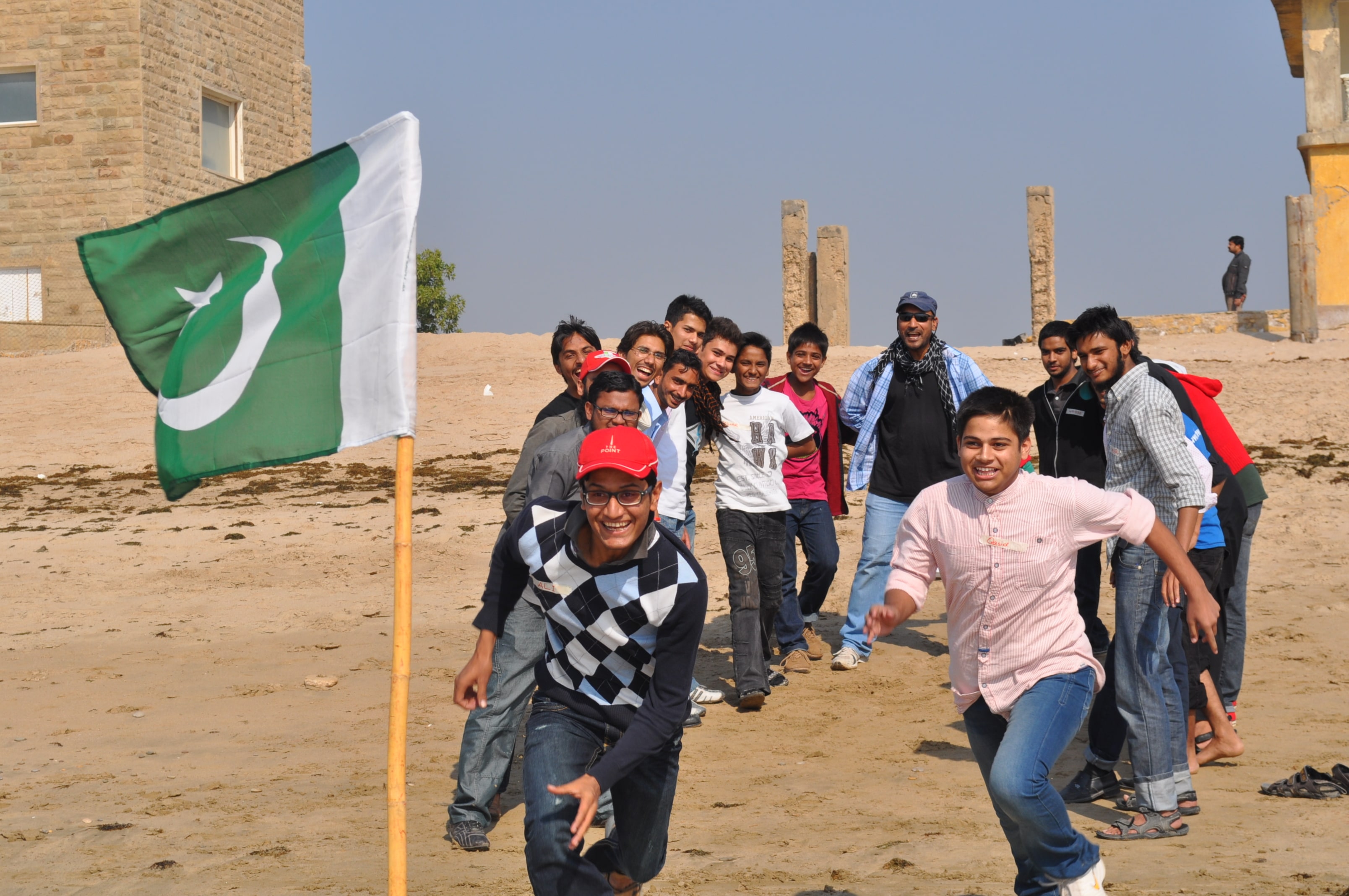 Ok Camp participants during a team building activity n Karachi
